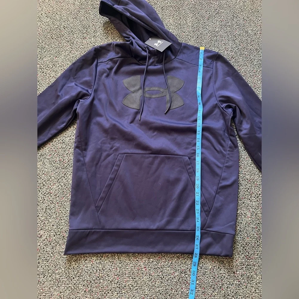 NWT UNDER ARMOUR Baby Blue Fleece Big Logo Lightweight Stretch Hoodie Sweatshirt